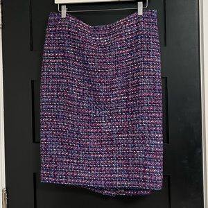 J. Crew No. 2 Pencil Skirt Purple, Pink, Blue Woven Fabric Size 16 NWT
